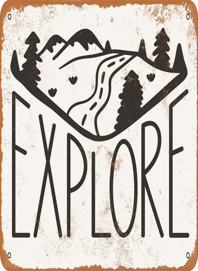 ZMKDLL Explore Wild Forest Mountain Rustic Retro Fashion Chic Metal Tin Sign Garage Vintage Garden House Wall Decor 12X8 Inch - Image 1